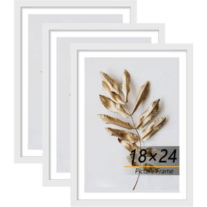 18x24 Picture Frame White 3 Pcs set can Display on the Wall, 18x24 in-3Pack