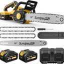 42V 16-Inch Cordless Chainsaw - Brushless Electric Chainsaw with 2 x 4.0Ah Batteries & Fast Charger & Safety Chain Brake & Tool-Free Tensioner for Tree Trimming & Wood Cutting & Yard Work