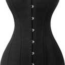 Charmian Women's 26 Steel Boned Cotton Long Torso Hourglass Body Shaper Corset (X-Large, Black)