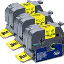 Absonic 3-Pack 36mm Yellow Label Tape Compatible for Brother TZe-661 TZ-661 TZe661 Tz661 P Touch Tze Tz Tape 36mm Laminated Yellow for PT-9600 PT-9700 PT-910BT PT-3600 Label Maker, 1-1/2 Inch