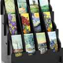 Yuntau Bookmark Display for 2.2'' Bookmark, Adjustable Dividers, Portable Sticker Holder, Curved Pockets Greeting Card Display for Business Vendor, Retail Store Shop(12 Pockets,Black)