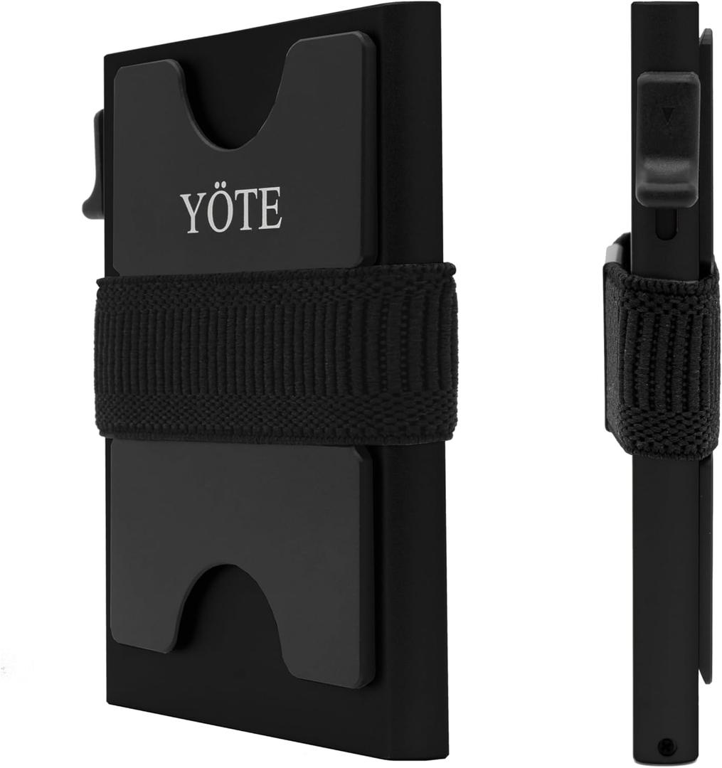 Slim Modern Minimalist Wallet RFID Blocking Metal Credit Card Case Wallet for Men, Pop Up Safecard Mens Wallet (Black)