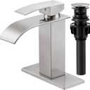KZH Bathroom Sink Faucet, Single Handle Bathroom Faucets for 1 or 3 Hole Bathroom Sink Faucet Washbasin Faucet RV Vanity Faucet with Deck Plate, Pop-up Drain and Supply Hoses Brushed Nickel