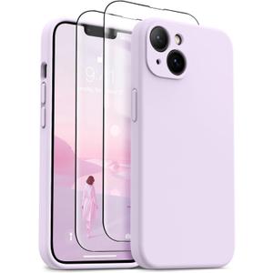 OTOFLY for iPhone 14 Case, Upgraded Silicone 14 Phone Case [2 Pack Screen Protectors][Camera Protection] Shockproof Women Men Girl Protective Case Cover for iPhone 14 6.1" - Cloud Purple