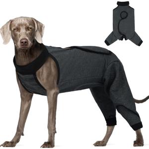 ROZKITCH Dog Surgery Leg Sleeve Rear Legs, Male Female Pet Prevent Licking Wound Elbow Knee Protector, Dog Recovery Suit Cone Collar Alternative Pants Shirt for Wound Heal Wrap Grey 2XL (2XL(Chest: 35.4" Back: 24"))
