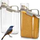 DEAYOU 2 Pack Bird Seed Storage Container, 3 Qt/2.8 L Airtight Cereal Storage Bin with Pour Spout and Measuring Cup, BPA Free Plastic Water Pitcher with Handle for Rice, Grain, Flour, Pet Food