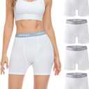 wirarpa Women's Boxer Briefs Cotton Underwear Anti Chafing Boy Shorts Panties 5.5" Inseam 4 Pack (Large, White)