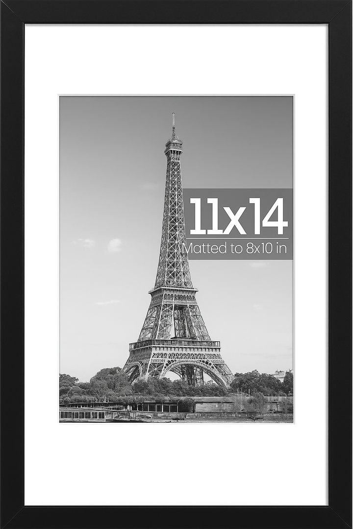 upsimples 11x14 Picture Frame, Display Pictures 8x10 with Mat or 11x14 Without Mat, Wall Hanging Photo Frame, Black, 1 Pack