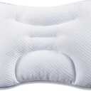 eConstructs PE Soft Pipe Cervical Pillow, Adjustable Ergonomic Contour Neck Pillow for Back and Side Sleepers, Cooling Breathable & Machine Washable, Odorless Support, Sleepy Style