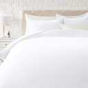 Amazon Basics Lightweight Microfiber 3 Piece Duvet Cover Set with Zipper Closure, King, Bright White