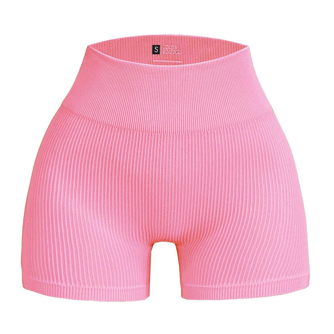 WXUP HOPS Women Athletic Shorts-High Waisted Butt Lifting Workout Pants-Seamless Scrunch Biker Shorts for Gym,Yoga,and Running(Pink S) (Pink, S)
