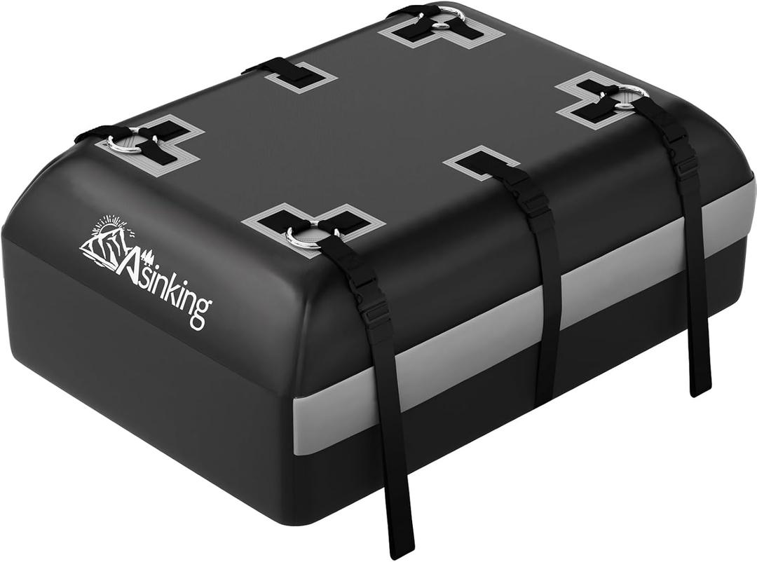 Asinking Car Rooftop Cargo Carrier Bag - 100% Waterproof Heavy Duty Car Roof Luggage Carrier 21 Cubic Feet, Fits All Vehicles with/Without Roof Rack - Easy Install & Triply Reinforced for Secure Use