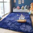 OLANLY 5x8 Machine Washable Large Area Rugs for Living Room, Bedroom, Soft Fluffy Shaggy Bedside Rug, Indoor Floor Carpet for Kids Girls and Boys, Dorms, Nursery, Home Decor Aesthetic, Navy Blue