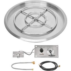 Stanbroil 31 Inch Drop-in Round Gas Fire Pit Kit with Spark Ignition Kit, 304 Stainless Steel Gas Firepit Burner Insert for DIY Fire Pit Table, Max 296,000 BTU - Natural Gas Version