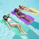 Sloosh 3 Pack Inflatable Pool Mat Swimming Pool Mattress Float Lounge with Headrest, Pool Float Air Mat for Adults 64x32 inch (Green/Purple/Yellow)