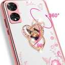 2 Pack Pretty Elegant Flower Glitter Case for TCL 50 XE Nxtpaper 5G TCL 50/50 XE 5G/50XE Case TPU Protective Shockproof Phone Case for Adults Women Girls for TCL 60 XE (Rose Gold)