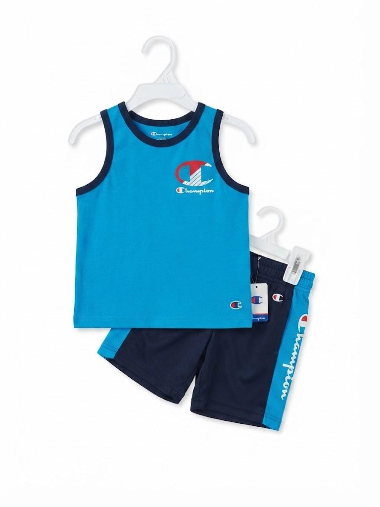 Champion Boys Short Set 2 Piece Active Clothing Set for Toddlers Short Sleeve Tee and Pull on Short for Kids 2T