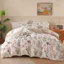 OAITE Duvet Cover Twin Size - 100% Cotton Comforter Cover Floral Duvet Cover Sets 3-PC, Breathable Duvet Cover with Zipper Closure & Corner Ties