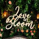 Yuntau Love in Bloom Bridal Shower Decorations 24 x 20 in Bridal Shower Party Sign for Backdrop Large Wooden Wedding Engagement Supplies Decoration Wedding Party Photo Props Supplies