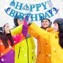 Skiing Birthday Banner, Ski Themed Birthday Party Decor, Skiing & Snowboard Banner, Winter Sports Party Supplies, Blue Glitter
