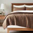 EVERGRACEHOME 100% Cotton Box Stitch Quilt Bedding Set Queen Size 3 Pieces, Garment-Washed Lightweight Soft Cozy Coverlet, Quilted Bedspread Sets with 2 Shams for All Season, Sienna Brown | Box Stitch Design, 100% Cotton, Soft, Oversized, Pre Washed, Oeko-Tex Certified