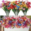 Multicolor Daisy12 Bundles Outdoor Artificial Flowers with 6pcs Buttefly UV Resistant Artificial Flowers for Garden, Planters, and Outdoor Dcor No Fade Fake Flowers