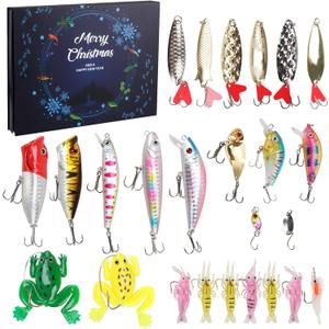 Advent Calendar Fishing Christmas Countdown, Fishing Lure Advent Calendar 2025 Adult Teen, 24 Days Fishing Lures Set, Xmas Surprise Presents for Anglers