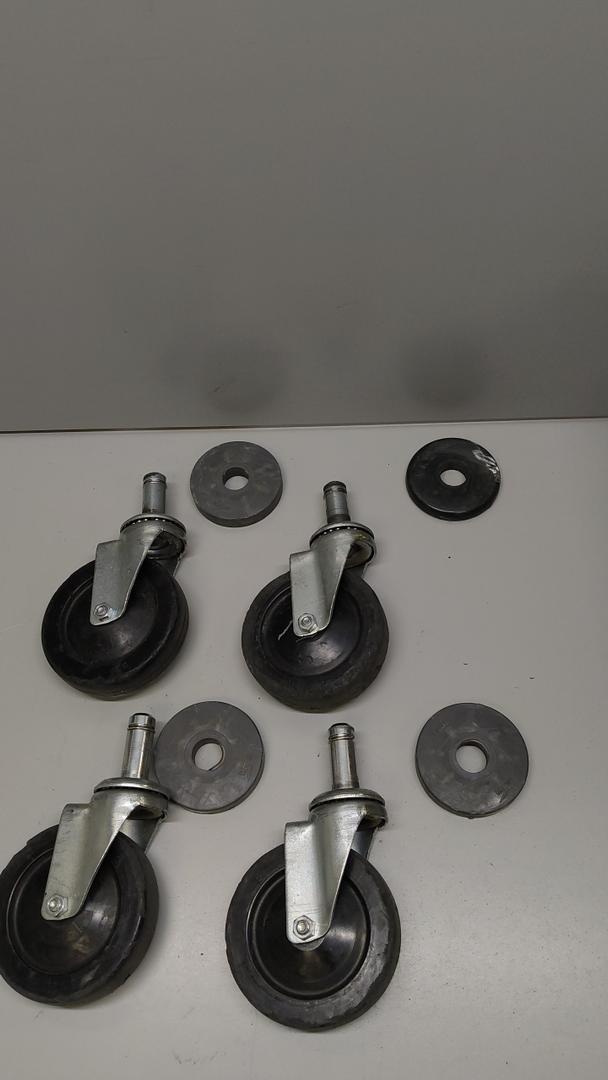 1 Pack 5" Caster Wheels Compatible with Metro Shelving, Grip Ring Stem Swivel Casters with Non-Marking TPR Wheels and Double Ball Bearings for Wire Shelving Racks Kitchen Lab Warehouse, Blac