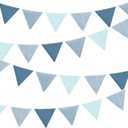 2 Strings Blue Pennant Banner Flags Nursery Garland Royal Linen Fabric Triangle Bunting Streamers for Baby's Room Decor Kids Boys Nautical Birthday Baby Shower Boho Wedding Event Party Decorations