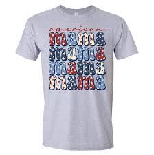 Retro American Mama Bow USA Flag 4th of July Patriotic Mom shirt, Size 2 XL, Grey
