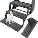 RUNROLE Wrap Around RV Step Covers Without Tool 3 Pack 18 Inch Wide Camper Step Carpets Non Slip RV Stair Rugs- Fit 7-9" Deep, Embossed Paws Pattern