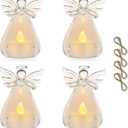 Pack of 4 Hanging Glass Candle Holders Angel Candleholders with Led Tealight Candle Inside Votive Decoration for Wedding Party Restaurant Hotel Garden Decoration,(3 Pcs + 1 Pcs)