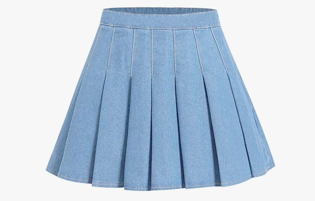 SCKTOO Womens Girl High Waisted Pleated Tennis Skirt School A-Line Skater Skirts with Lining Shorts Size M