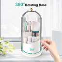 QIYVLOS Toothbrush Holders with Sliding Lid, Rotating 3 Slots Bathroom Organizer Countertop, Tooth Brush Toothpaste Holder Bathroom Counter Stand Sink Organizer Caddy for Vanity Makeup Brushes Holder