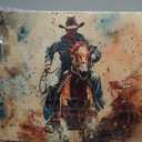 Cowboy Wall Art Pictures Vintage Horse Poster Canvas Prints Western Cowboy Artwork Wall Decor for Living Room Bedroom Office Home Decorations Framed Ready to Hang (18''H x 24''W)