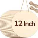 Philorn 12Pcs Wood Circles for Crafts 12 Inch Unfinished Wooden Door Hanger Sign, DIY Wood Blanks Rounds for Cutouts, Cricut Projects, Burning, Painting