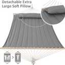 SUNCREAT Portable Double Hammock with Hardwood Spreader Bar, Extra Large Outdoor Hammock with Soft Pillow, 475 lbs Capacity, Light Gray