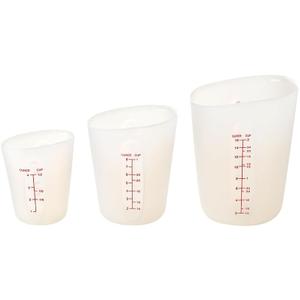 Baking Measuring Cup Set 4-Piece Silicone & Glass Measuring Cups Engraved Measurements, Microwave Safe, Stackable for Easy Storage, Heat-Resistant & Left-Handed Friendly (white)