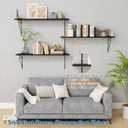 Black Floating Shelves 36 Inch Long, 8 In Deep Wall Bookshelf for Bedroom, 36" x 8" x 12.2" Tall Bookends