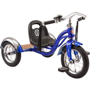 Schwinn Roadster Tricycle, 12 Inch Front Wheel Bike for Kids Ages 2-4, Low Center of Gravity, Retro Steel Frame, Adjustable Seat Grows with your Child, Rear Deck, Tricycle for Toddlers
