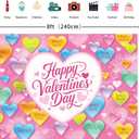 Happy Valentine's Day Banner Backdrop 8x6FT Pink Love Heart Valentines Photography Background Colorful Heart Valentines Party Decorations Photo Props (8x6FT: 96x72 inch)