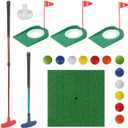 19 Pack Mini Golf Putting Set 2 Adjustable Length Golf Putter 12 Practice Foam Balls 3 Putting Cup with Flag 1 Hitting Mat 1 Tee for Beginner Children Teenager Adults Lovers Indoor