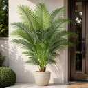 Artificial Palm Tree 6.2ft Tall Fake Palm Tree Indoor Decor with 18 leaves and Real Bark Design Faux Tropical Areca Palm Silk Floor Plant in Pot for Home Office Living Room Bedroom Decor 1pcs