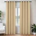 Joydeco Blackout Curtains 84 Inch Length 2 Panels Set, Thermal Insulated Long Curtains& Drapes 2 Burg, Room Darkening Grommet Drapes for Living Room Bedroom Window (W52 x L84 Inch, Beige)