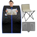 SereneLife SLISAU20BK Oversize Portable Infrared Home Spa One Person Sauna with Heating Foot Pad & Portable Chair (40 inches)