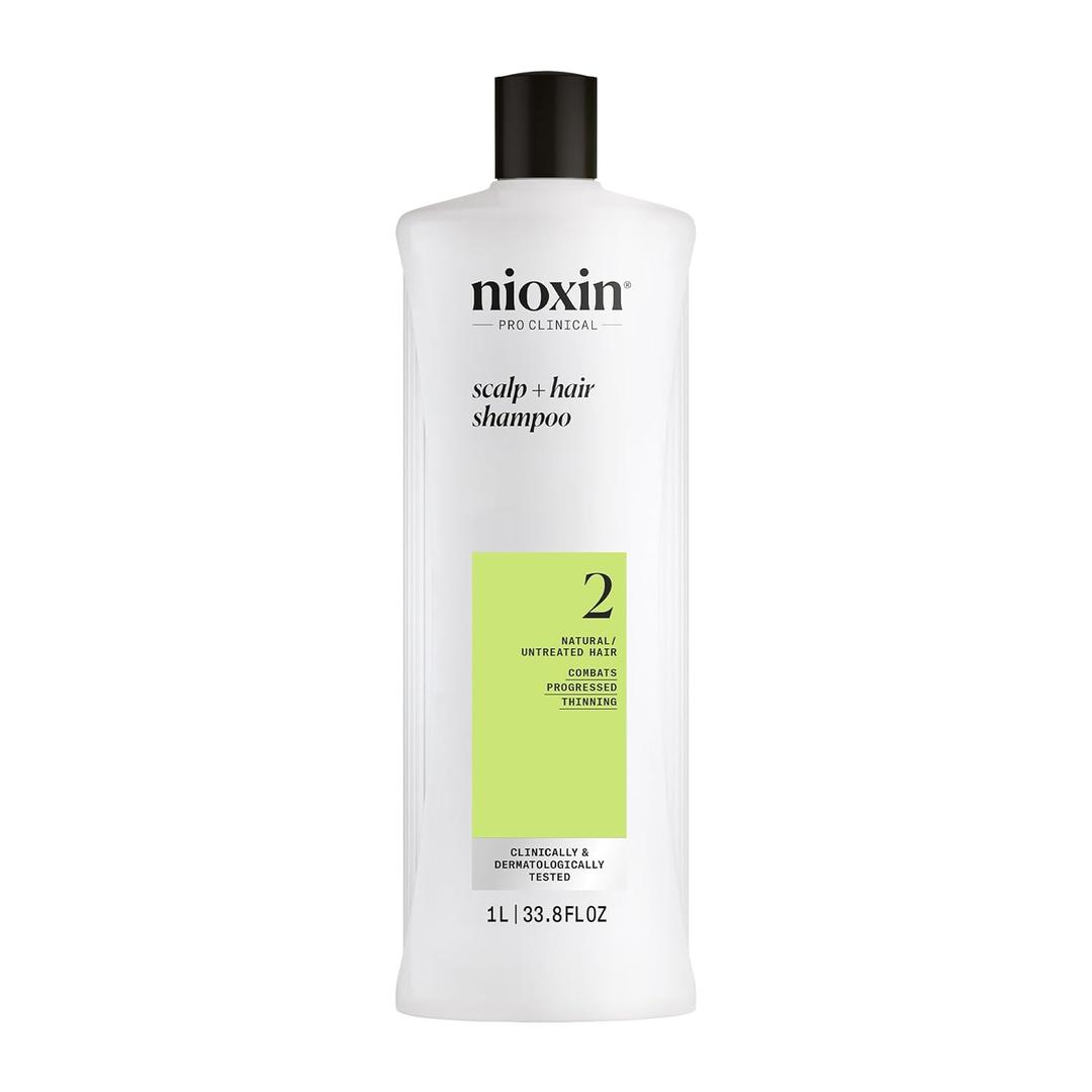 Nioxin System 2 Scalp + Hair Thickening Shampoo for Natural Hair with Progressed Thinning | Cleanse & Boost Hair Density with Niacinamide & Biotin (33.8 Fl Oz (Pack of 1))
