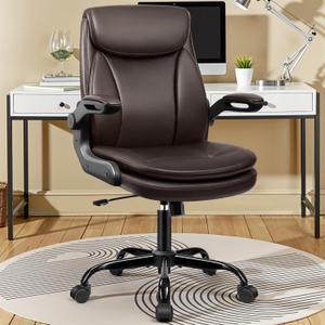 Drafting Chair Tall Office Chair Leather Executive Office Chair with Adjustable Foot Ring Flip Up Armrest - Comfy Ergonomic Desk Chairs with Lumbar Support for Office Home Studio - Black (P03-Z)
