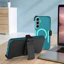 Designed for Samsung Galaxy S23 Plus (S23+) Case,Magnetic,Double Protection,Tough Durable,Compatible with MagSafe,Detachable Back Clip,Dustproof,No Fading,No Yellowing,Non-Slip,Lake Blue