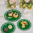 COLOSUS 60pcs Green Plastic Christmas Plates Set,Elegant Lace Rim Disposable Plates,Nice Plastic Plate for Party include 30 Dinner Plates and 30 Dessert Plates for Party,Wedding