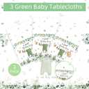 3PCS Greenery Gender Reveal Baby Shower Tablecloth, Boho Greenery A Sweet Baby Boy is On His Way Party Supplies TableCover for Gender Reveal Party, 54 x 108INCH (Green)